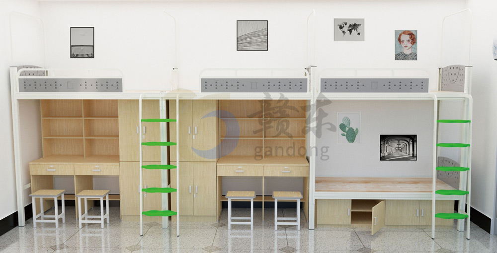 三连体四人位学生公寓床