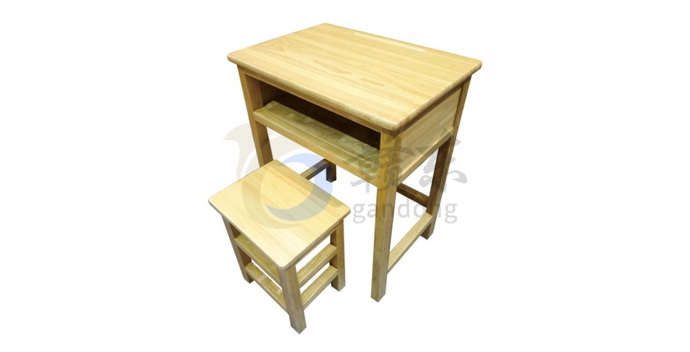 单人实木桌带小方凳