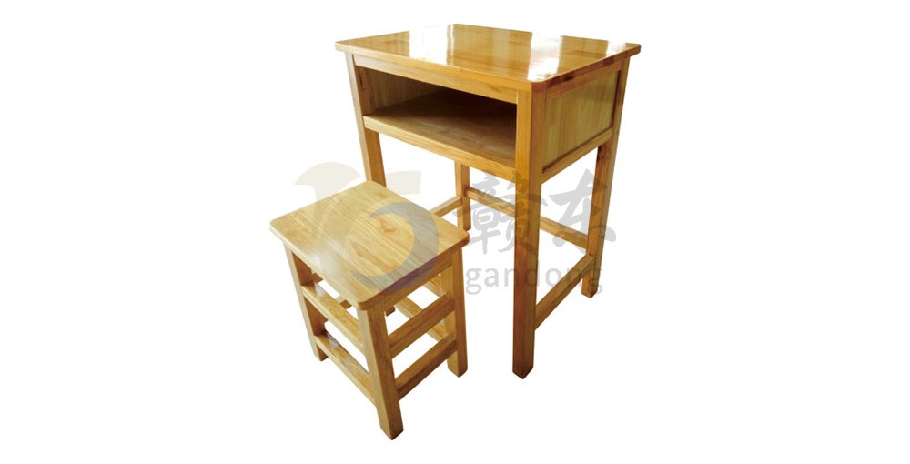 单人实木桌带小方凳